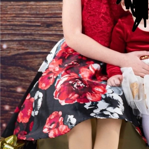 GORGEOUS girls Christmas dress floral skirt red lace top size 8 by Speechless - Picture 3 of 9